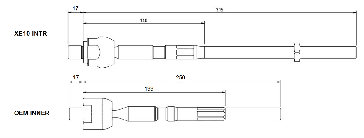 GKTech Lexus IS200, IS300 Super Lock Replacement Inner Tie Rod (Each) (XE10-INTR)