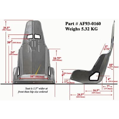 Aeroflow Aeroflow Aeroflow Pro Street Drag 16" Aluminium Race Seat, Raw Finish SR