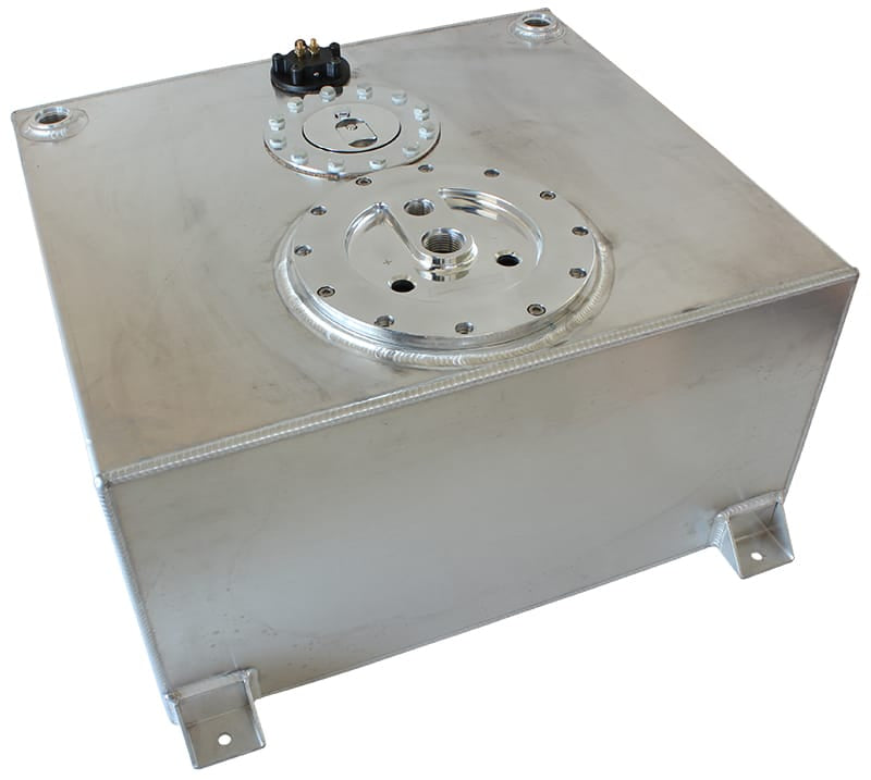 Aeroflow Performance 18-1/8" L x 20-1/16" W x 10-1/4" H (46cm x 51cm x 26cm) Aeroflow Aluminium 15 Gallon (57L) Fuel Cell Flat Bottom Triple 60mm Pump Hanger & Fuel S SR