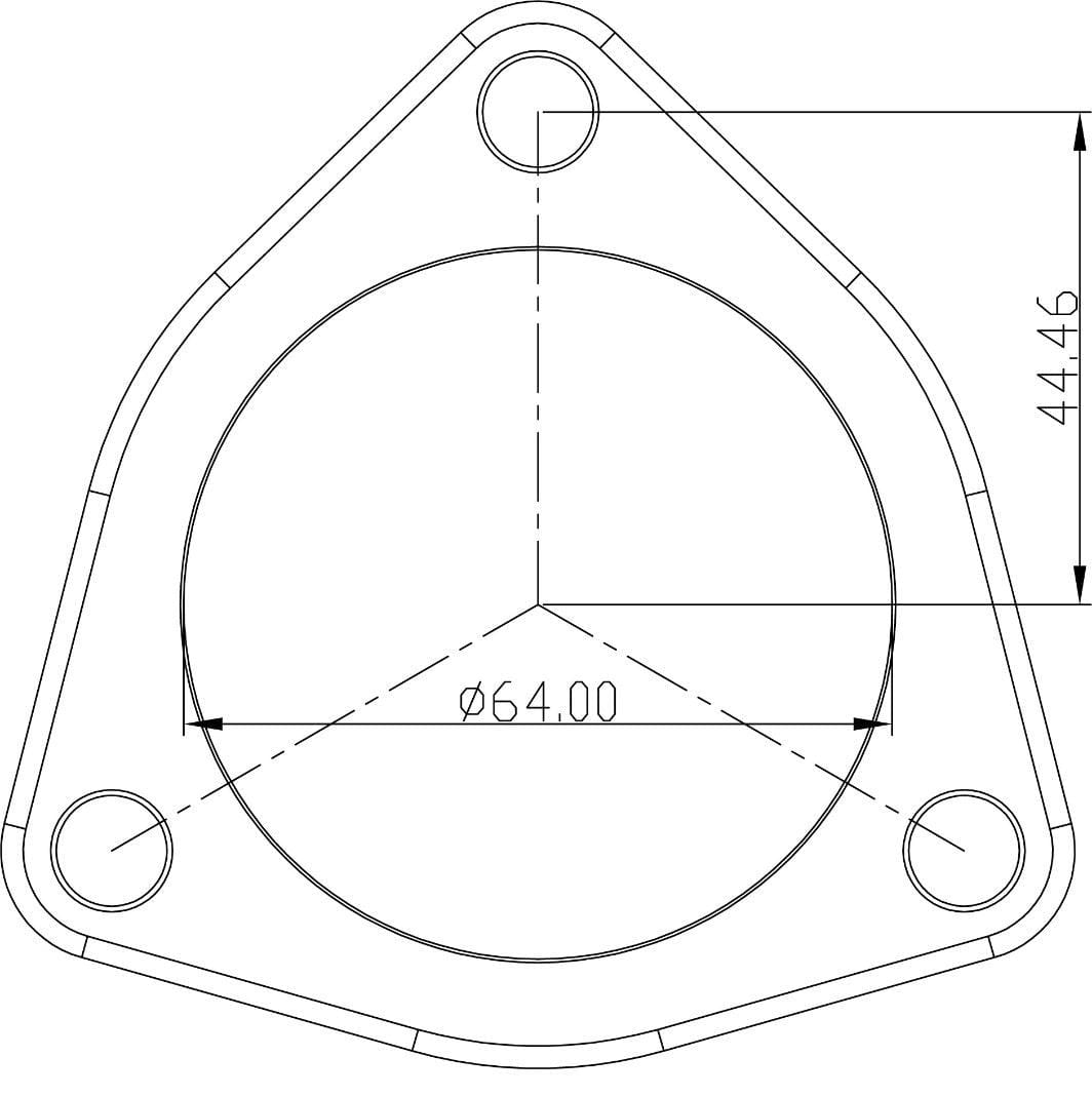 Aeroflow Performance 2-1/2" (63.5mm) I.D x 3/8" (9.52mm) Thick Aeroflow 3-Bolt Stainless Steel Flange AF9551-0011 SR
