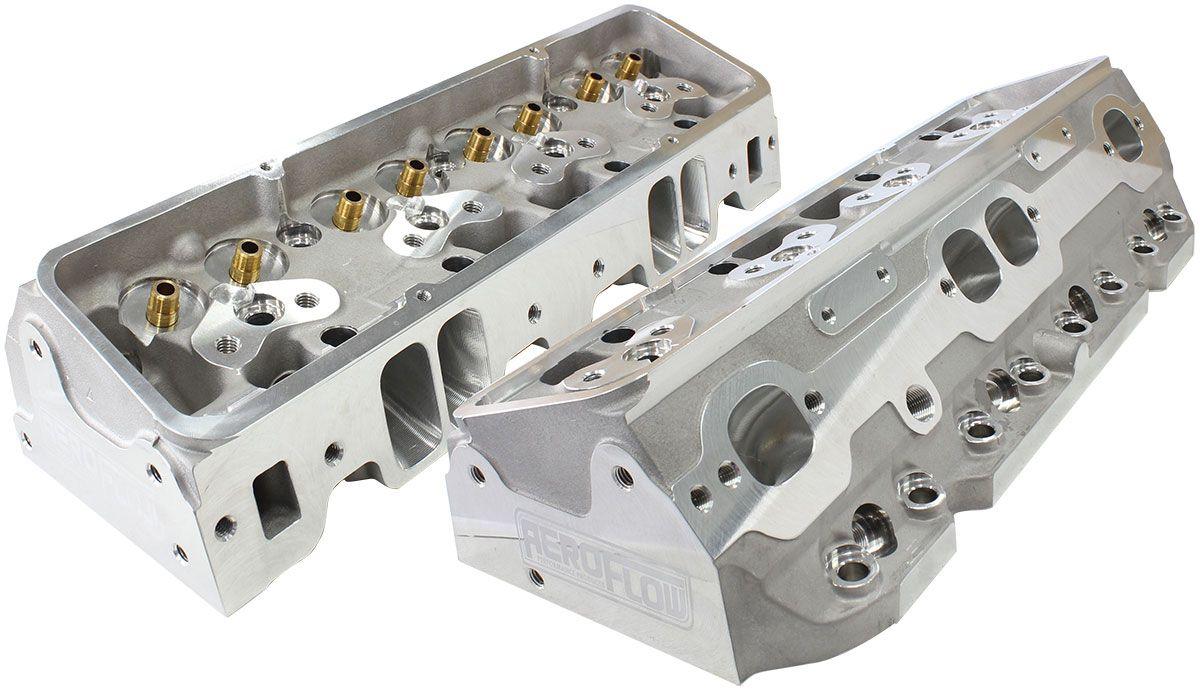 Aeroflow Performance 2.15" x 1.30" Intake Port, 1.45" x 1.50" Exhaust Port Aeroflow Bare Small Block Chev 327-350-400 213cc CNC Ported Aluminium Cylinder Heads with SR