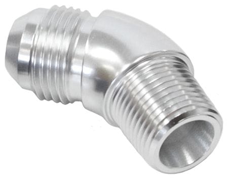 Aeroflow Performance Aeroflow 1/4NPT / 4AN / Silver 45° NPT to AN Full Flow Adapter AF523 SR