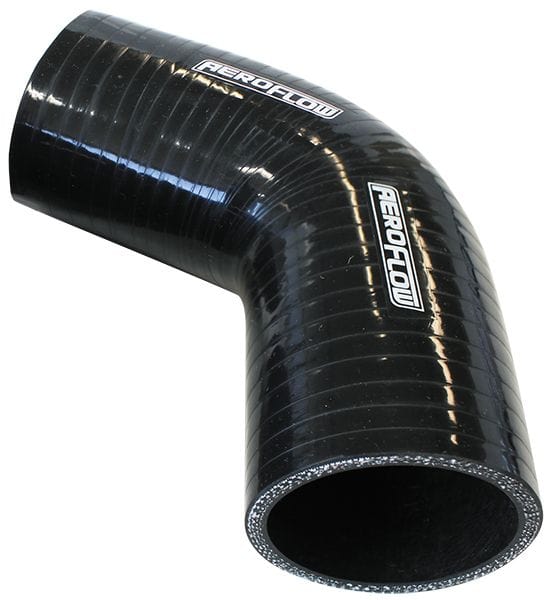 Aeroflow Performance Aeroflow 3-3/4" (95mm) I.D Gloss Black 67° Silicone Elbow Hose AF9208
 4-Ply, 5.3mm Wall Thickness, 125mm Leg SR