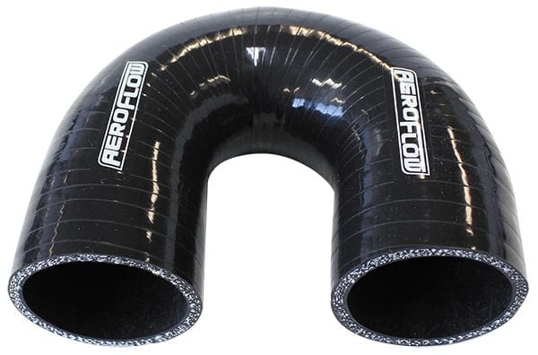 Aeroflow Performance Aeroflow 3" (76mm) I.D Gloss Black 180° Silicone Elbow Hose AF9206
 3-Ply, 4.5mm Wall Thickness, 100mm Leg SR