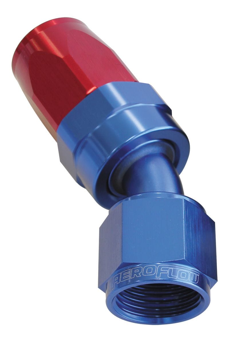 Aeroflow Performance Aeroflow 4 / Red/Blue 100 Series Taper 30° Swivel Hose End. Suit 100 & 450 Series Hose SR