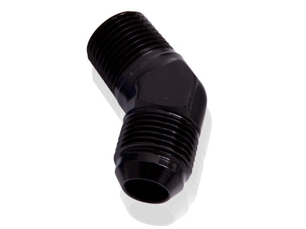 Aeroflow Performance Aeroflow Fittings 1/4NPT / 4AN / Black 45° NPT to Male Flare Adapter AF823 SR