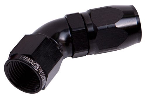 Aeroflow Performance Aeroflow Fittings 12AN / Black 550 Series Cutter One-Piece Full Flow Swivel 45° Hose End AF552 SR