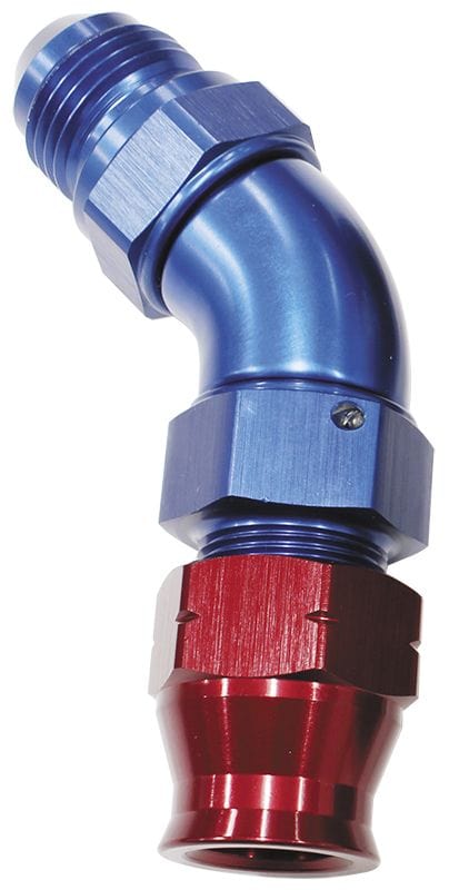 Aeroflow Performance Aeroflow Fittings 3/8 to 8AN / Red/Blue 45° Tube to Male AN Adapters AF128. Suits Aeroflow, Moroso & Russell Tubing SR