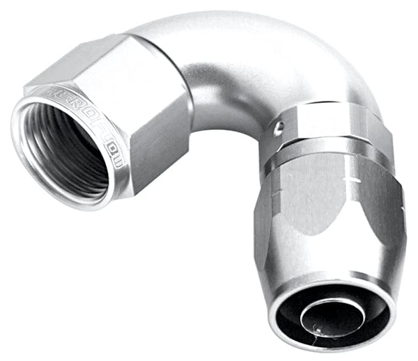 Aeroflow Performance Aeroflow Fittings 4AN / Silver 550 Series Cutter One-Piece Full Flow Swivel 120° Hose End AF554 SR