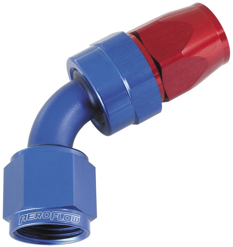 Aeroflow Performance Aeroflow Fittings 8 / Red/Blue 200 Series PTFE 60° Hose End AF208 SR