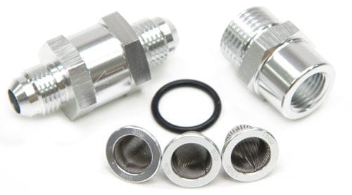 Aeroflow Performance Aeroflow Fittings 8 / Silver Inline Fuel & Oil Filter. Includes 30, 80 and 150 Micron Elements SR