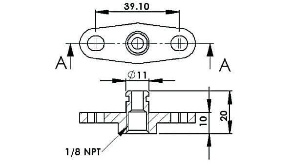Aeroflow Performance Aeroflow Fuel Rail Adapter AF64-2068
 Suit Mitsubishi EVO 10 with 40mm Centres SR