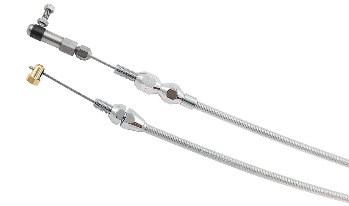 Aeroflow Performance Aeroflow Heavy Duty GM LS Throttle Cable - Silver Cover with Chrome Cable Ends SR