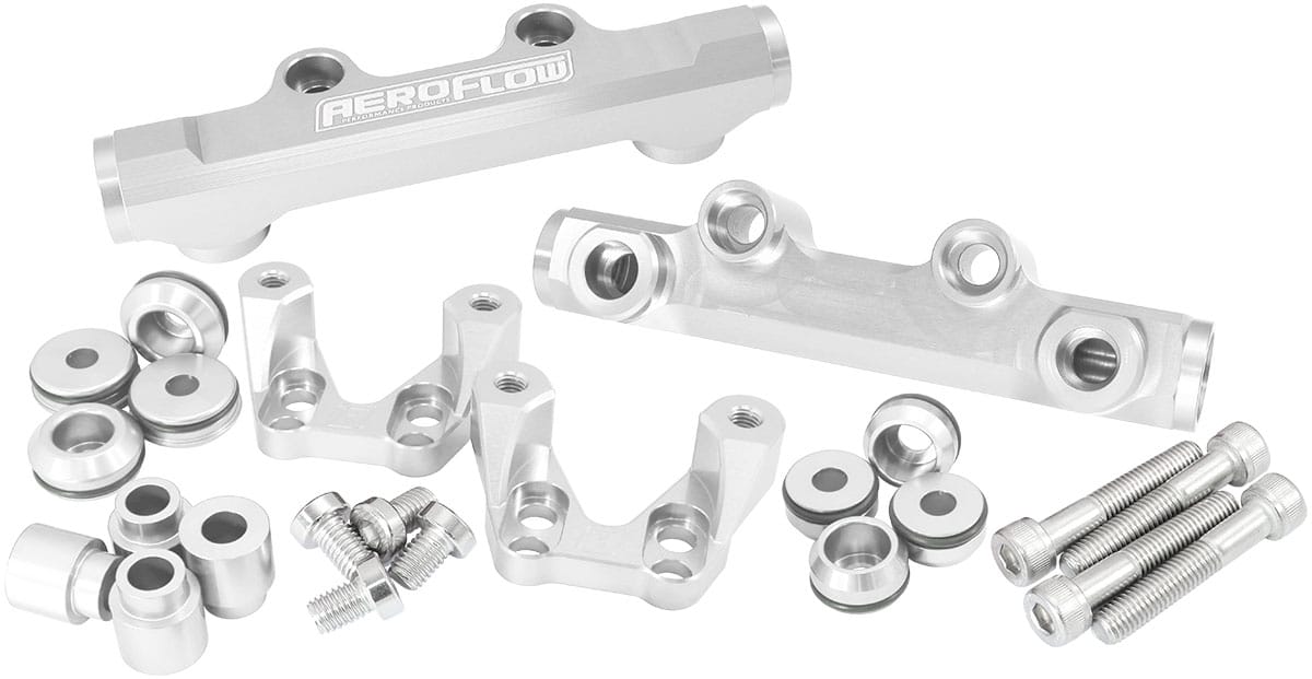 Aeroflow Performance Aeroflow Subaru EJ20 Top Feed Conversion Billet EFI Fuel Rail - Silver AF64-2258S SR