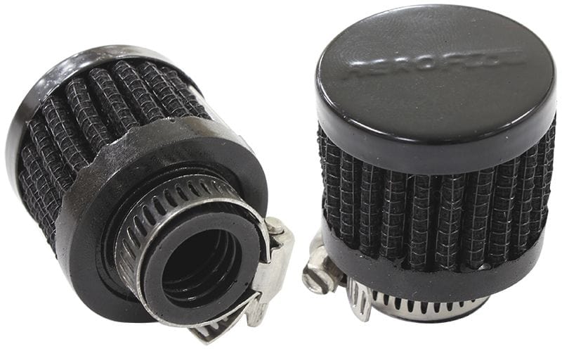 Aeroflow Performance Air Filters AF2271-2480 Black Clamp On Breather
 1-3/8" (34mm) O.D. x 1-1/8" (28.5mm) High, 9/16" (14.2mm) Flange Inside Diameter SR