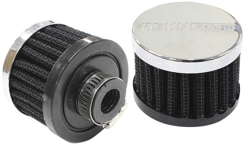 Aeroflow Performance Air Filters AF2871-1330 Chrome Clamp On Breather
 2" (50.8mm) O.D. x 1-1/2" (38mm) High, 1/2" (12.7mm) Flange Inside Diameter SR