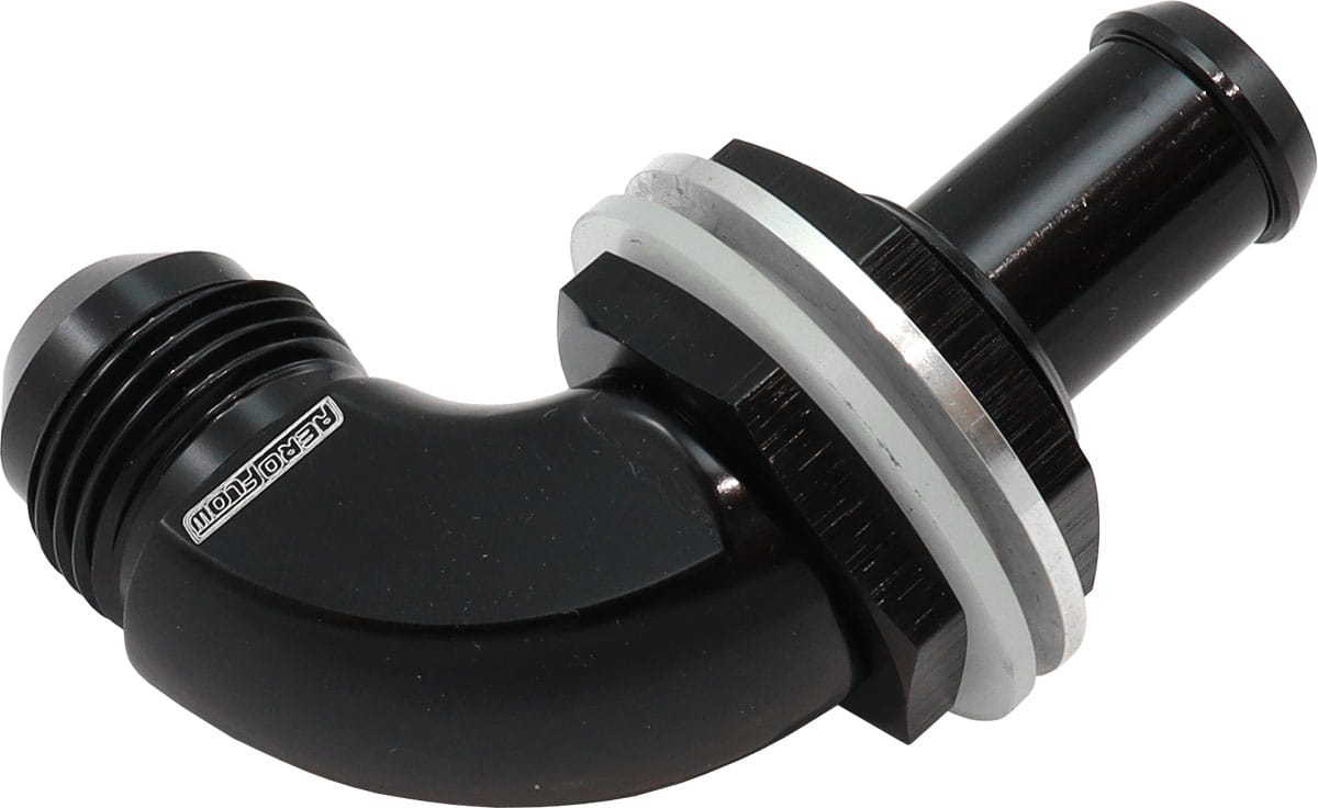 Aeroflow Performance Black 90 DEG BULKHEAD FITTING -8AN to 1/2" SR