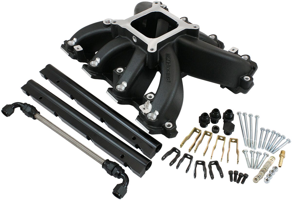 Aeroflow Performance Black GM LS CARBY INTAKE MANIFOLD SR