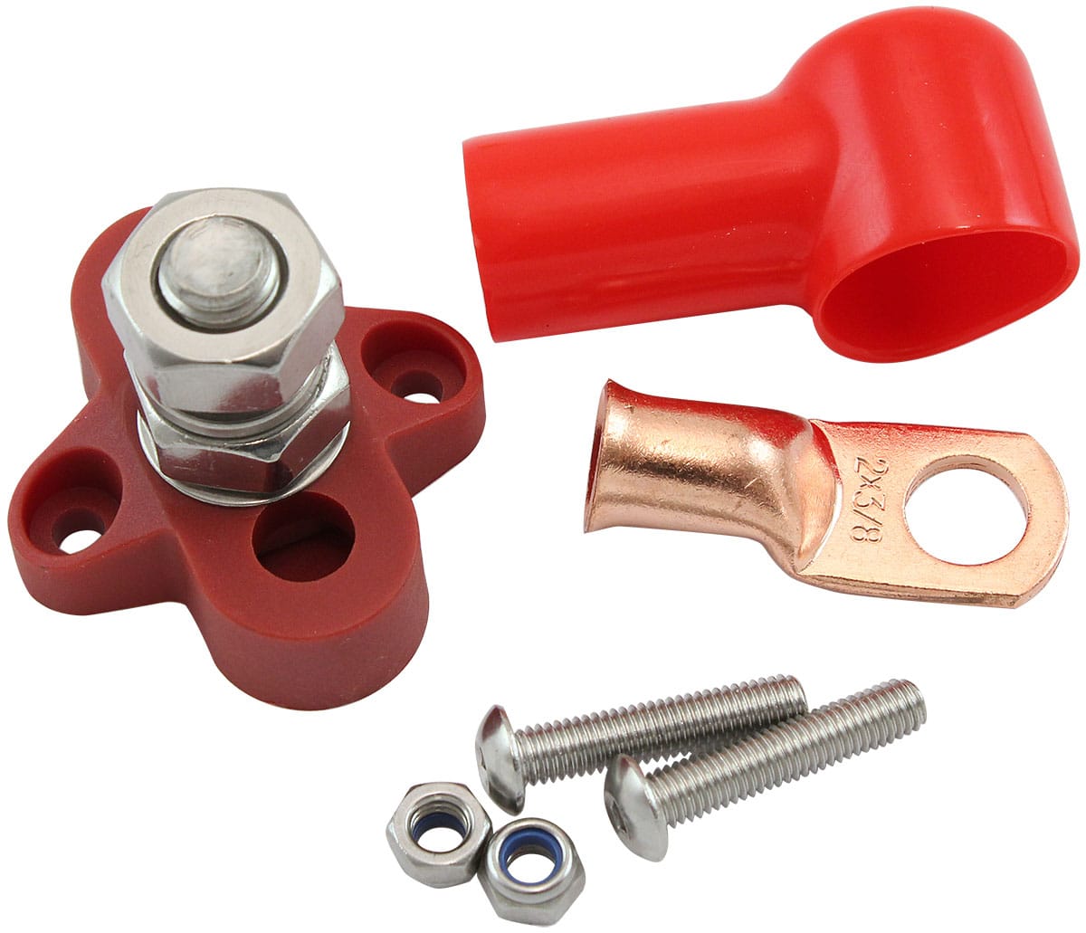Aeroflow Performance Electrical Aeroflow Single Red Post Electrical Terminal Distribution Block - M10 Stud AF49-4067R SR