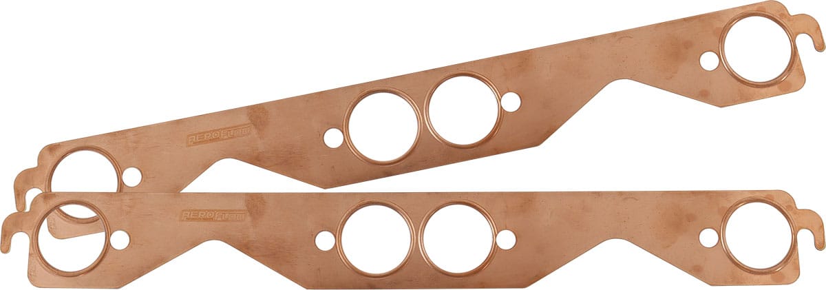 Aeroflow Performance Exhaust Aeroflow Small Block Chevy Round Port Copper Embossed Exhaust Gaskets AF1854-1204 SR