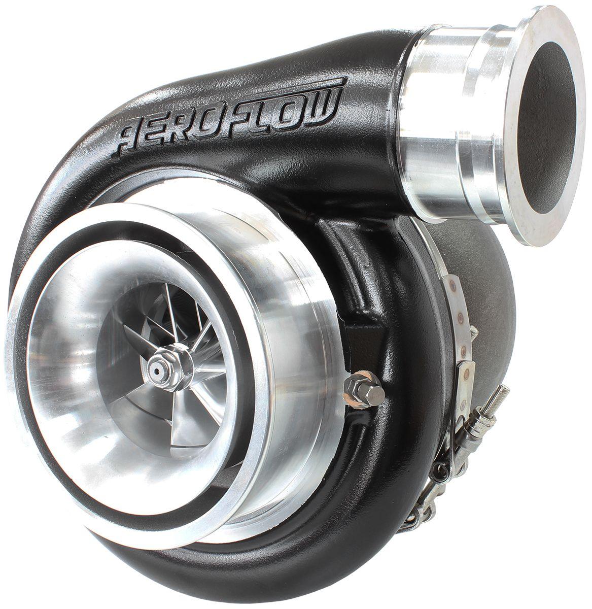 Aeroflow Performance External Wastegate, T4 Twin Entry Inlet Flange, V-Band Exhaust Flange Aeroflow BOOSTED 7575 T4 1.10 Turbocharger 1050HP, Hi Temp Black Finish AF8005-4017BLK SR