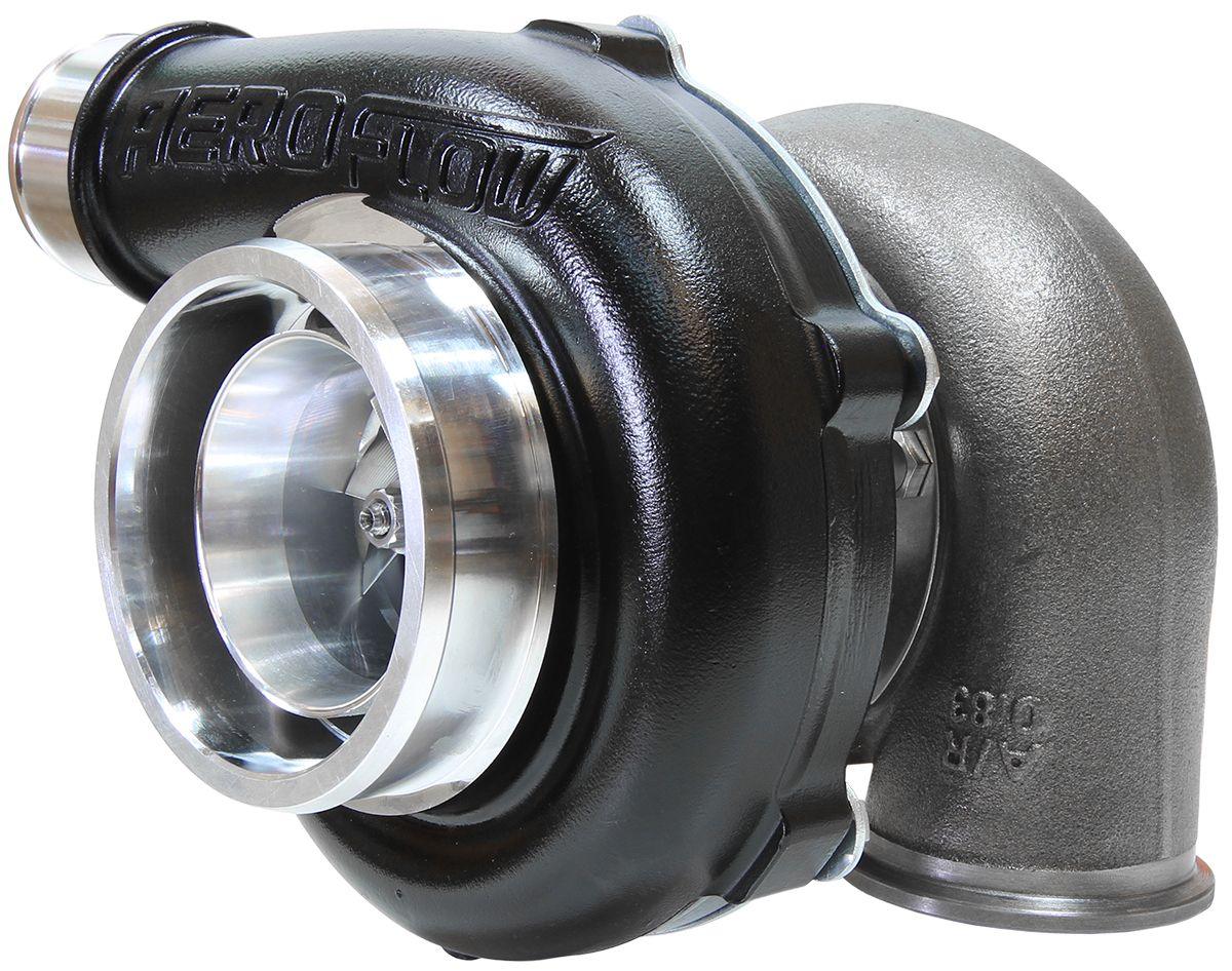 Aeroflow Performance External Wastegate, V-Band Inlet & Exhaust Flanges Aeroflow BOOSTED 5855 .83 Reverse Rotation Turbocharger 750HP, Hi Temp Black Finish AF800 SR