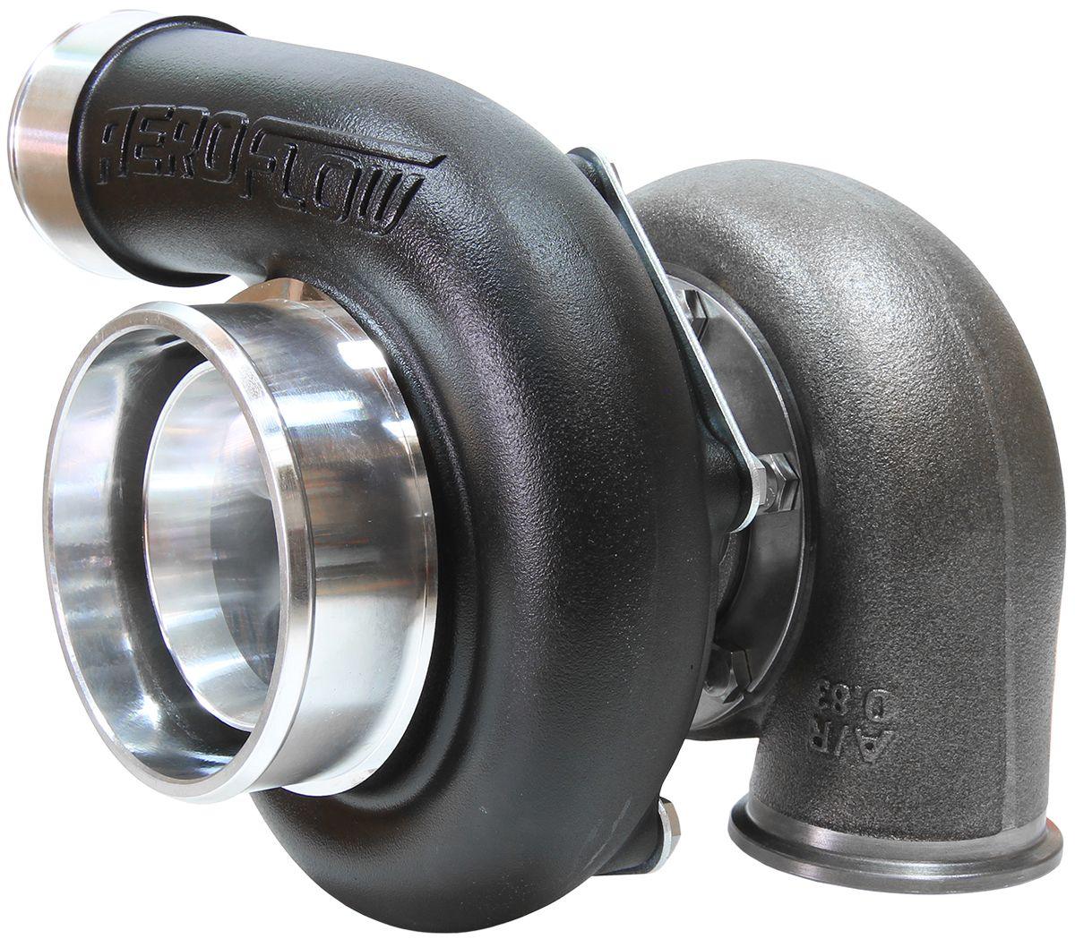 Aeroflow Performance External Wastegate, V-Band Inlet & Exhaust Flanges Aeroflow BOOSTED 6762 .83 Reverse Rotation Turbocharger 950HP, Hi Temp Black Finish AF800 SR