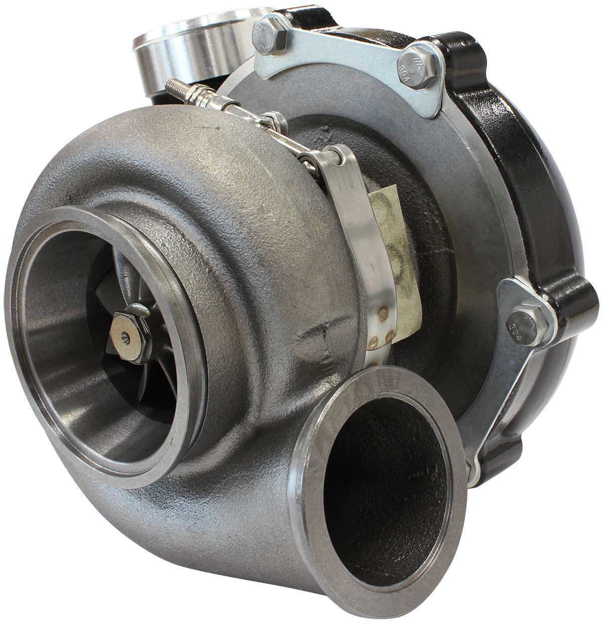 Aeroflow Performance External Wastegate, V-Band Inlet & Exhaust Flanges Aeroflow BOOSTED 6862 .83 Reverse Rotation Turbocharger 1050HP, Hi Temp Black Finish AF80 SR