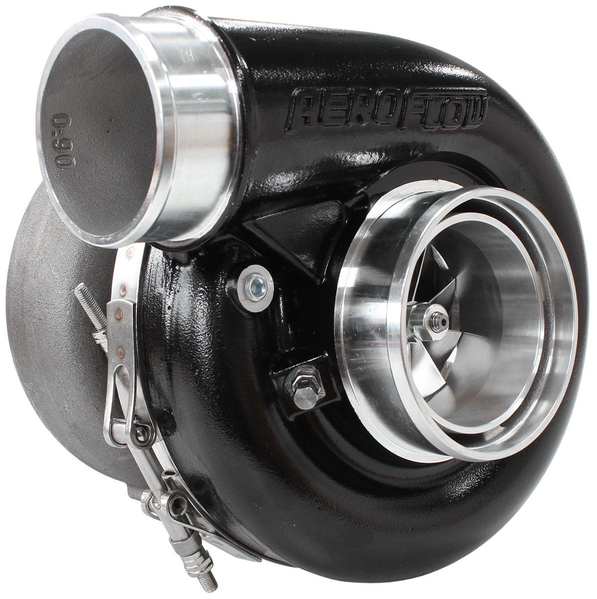 Aeroflow Performance External Wastegate, V-Band Inlet & Exhaust Flanges Aeroflow BOOSTED 7375 1.28 Reverse Rotation Turbocharger 1200HP, Hi Temp Black Finish AF8 SR