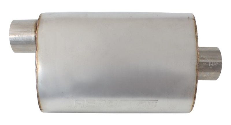 Aeroflow Performance Fabrication 2-1/2" Inlet and Outlets / Offset Inlet with Center Outlet 5500 Series Stainless Steel Mufflers SR