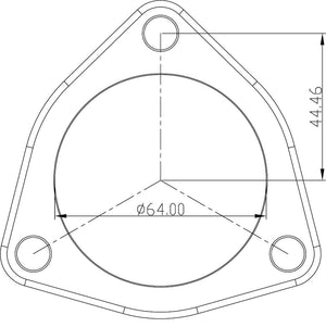 3-Bolt Stainless Steel Flange 2-1/2" (63.5mm) I.D x 3/8" (9.52mm) Thick