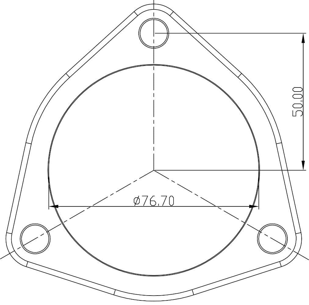 3-Bolt Stainless Steel Flange 3" (76.2mm) I.D x 3/8" (9.52mm) Thick AF9551-0012