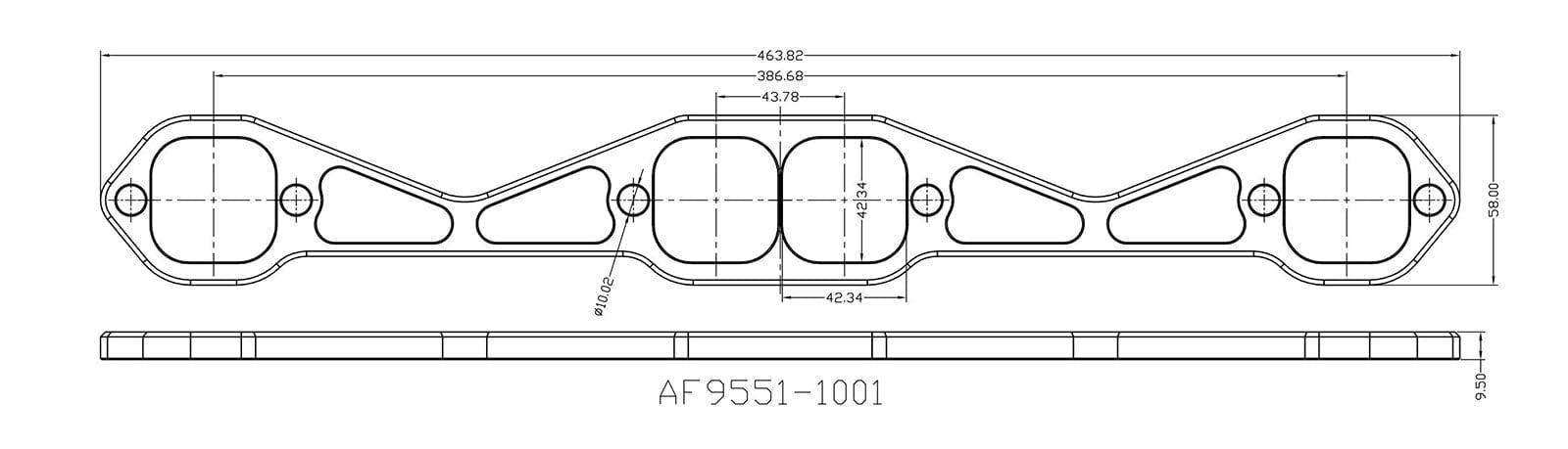 Header Flange Suit SB Chev, Square Port 1-3/4"
