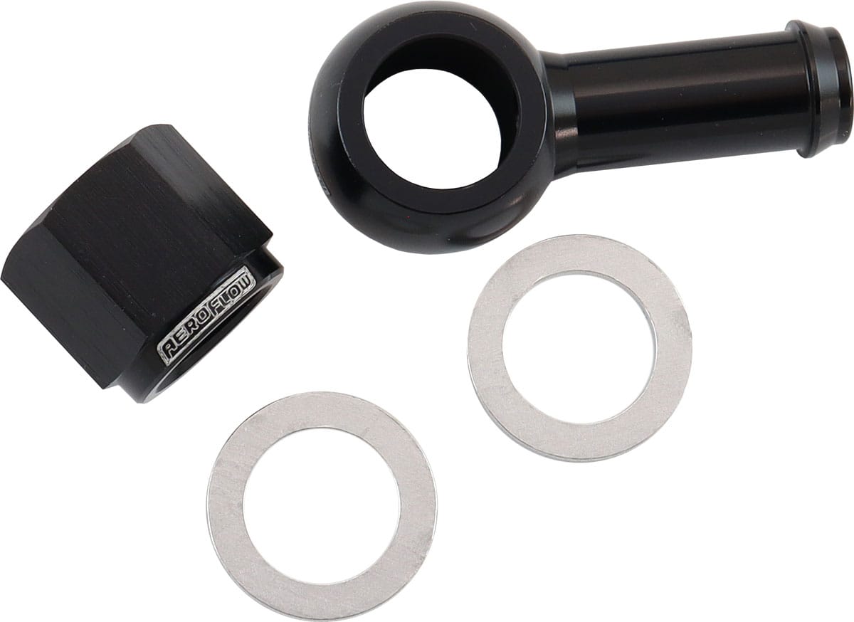 Aeroflow Performance Fuel System Aeroflow 90° Fuel Pump Banjo Kit - Black AF49-1220BLK SR