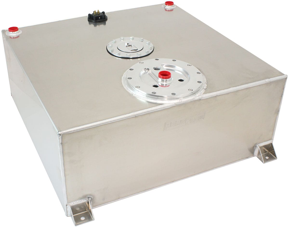 Aeroflow Performance Fuel System Aeroflow Aluminium 100 Liter (26 Gal) Fuel Cell Flat Bottom Triple 60mm Pump Hanger & Fuel Sender AF85-4090AS SR