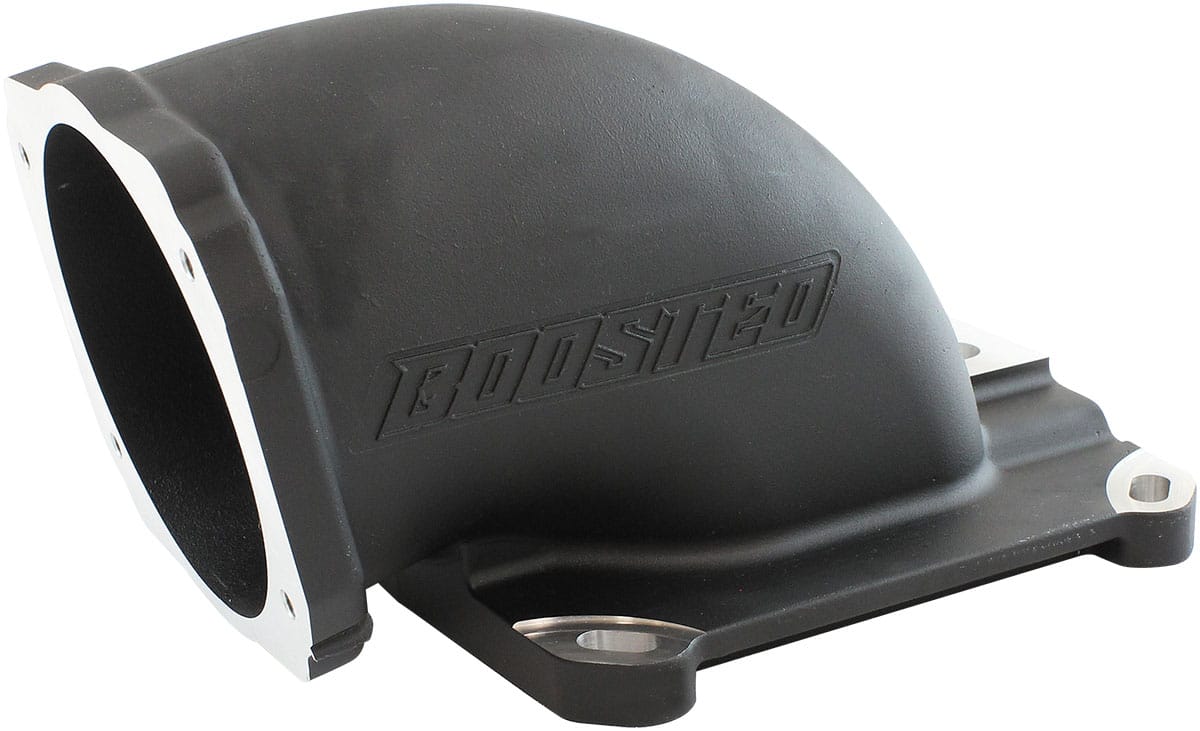 Aeroflow Performance Fuel System Aeroflow Cast EFI Throttle Body Elbow - Black Finish AF2045-1001BLK SR