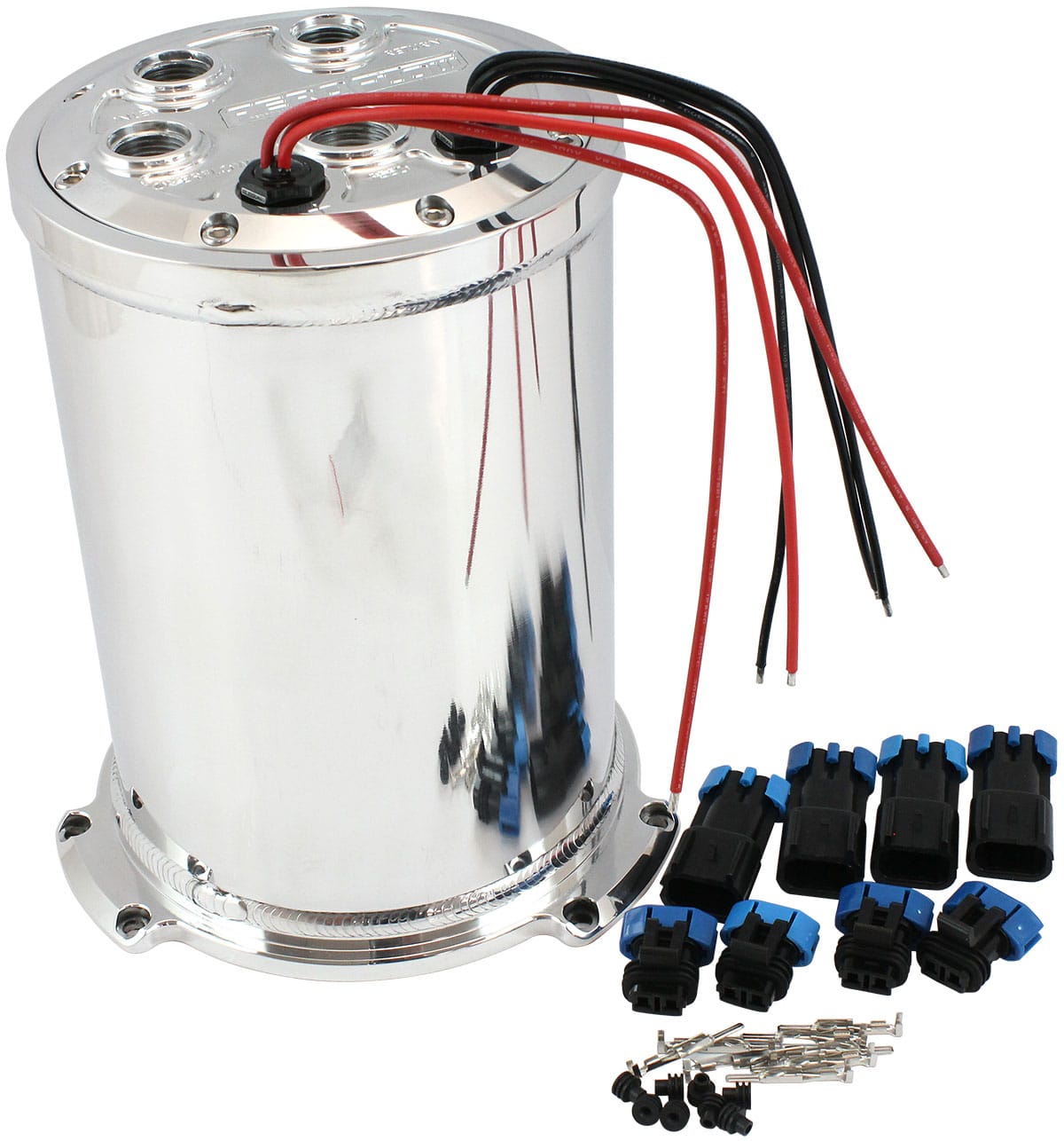 Aeroflow Performance Fuel System Aeroflow Triple EFI Fuel Pump Round Surge Tank - Polished AF77-4056 SR