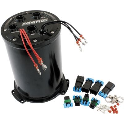 Aeroflow Performance Fuel System Aeroflow Triple EFI Pump Compact Surge Tank - Black AF77-4056BLK SR