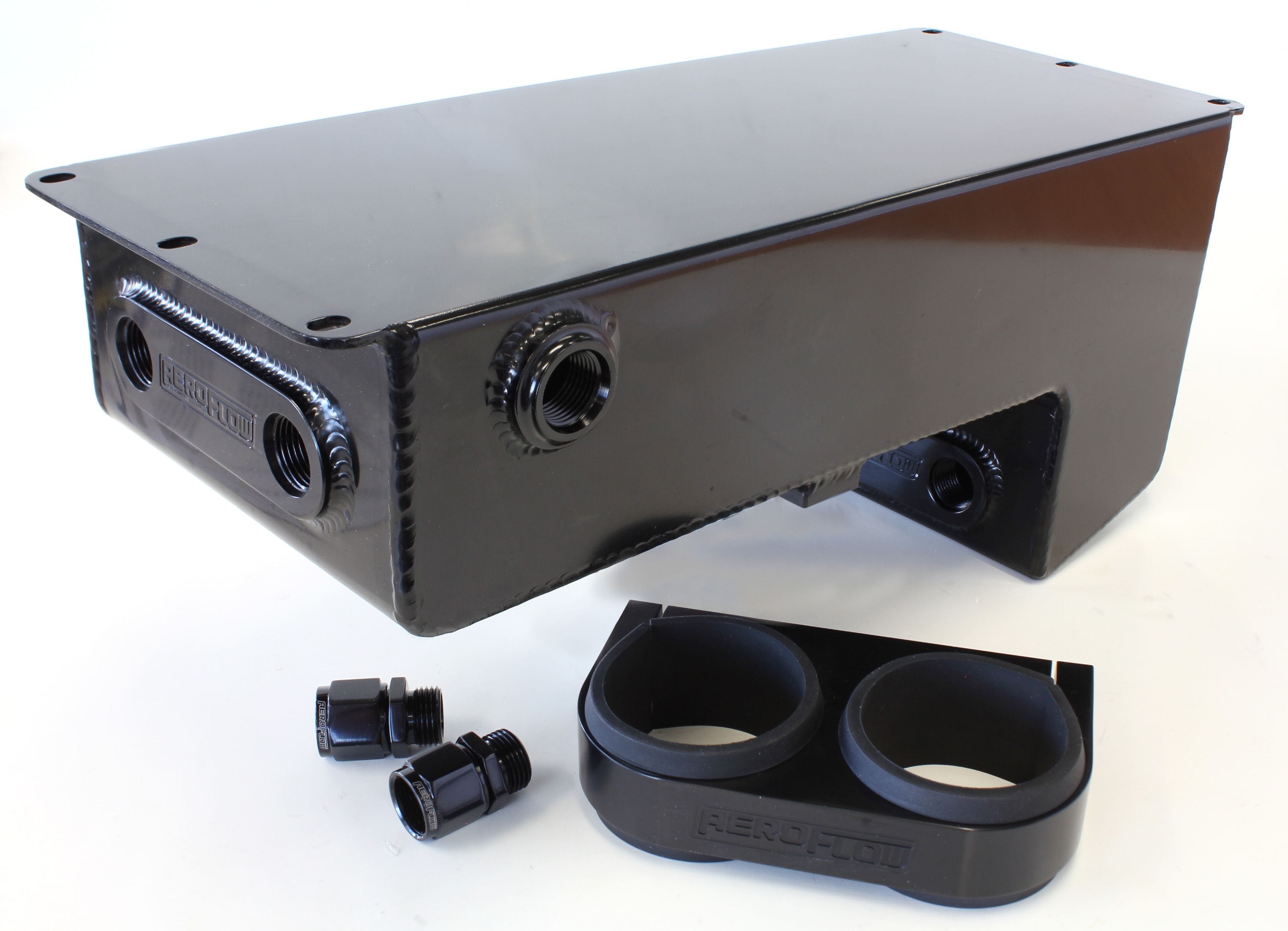 Aeroflow Performance Fuel Systems Black Aeroflow Dual EFI Pump Under-Car Surge Tank AF77-1044 SR