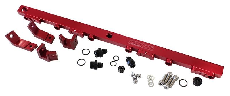 Aeroflow Performance Fuel Systems Red Ford BA-BF 4.0L DOHC 6 Cyl Billet EFI Fuel Rails AF64-2004 SR