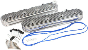 GM LS Retro Finned Valve Cover Set, Polished Finish