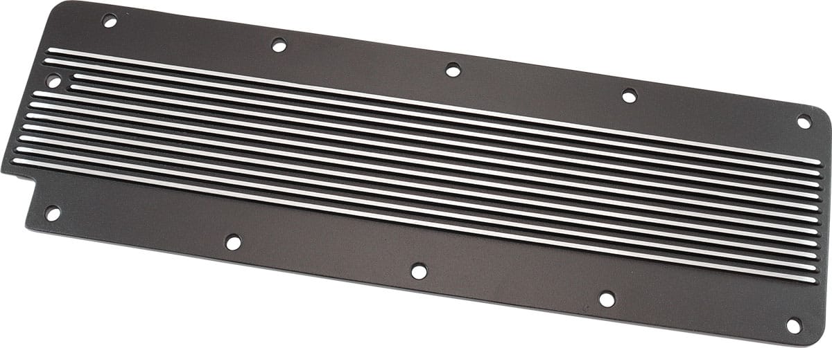 Aeroflow Performance GM LS2 FINNED VALLEY PLATE (AF77-5028BLK) SR