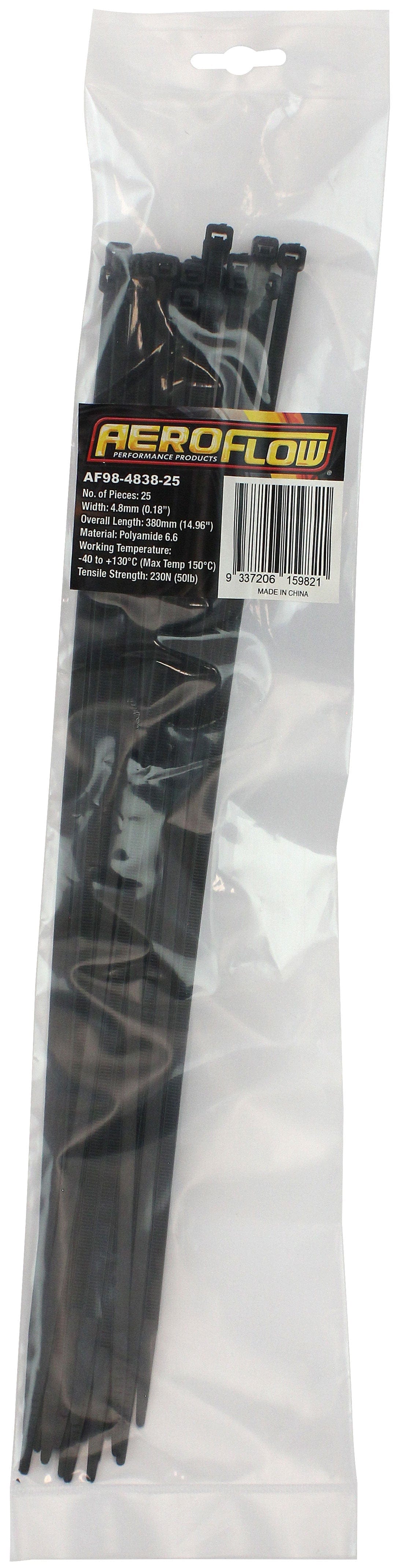 Aeroflow Performance HIGH TEMP CABLE TIES 4.8x380mm (AF98-4838-25) SR