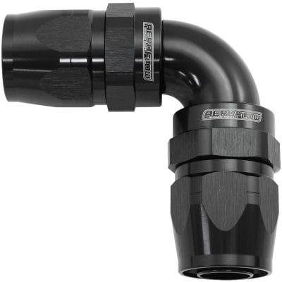 Aeroflow Performance Hose & Fittings Aeroflow 853 Series Cutter FullFlow 90° Dual Hose Ends -8AN AF853-08-08BLK SR