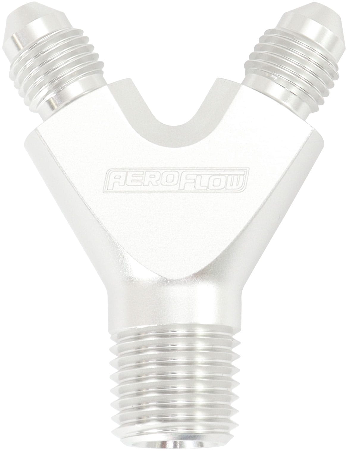 Aeroflow Performance Hose & Fittings Aeroflow NPT To AN Y Block Adapter - Silver Finish AF147-02-03S SR