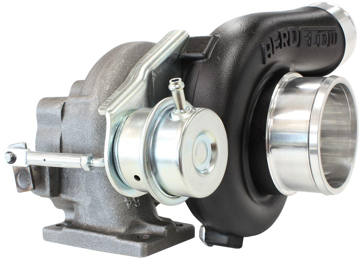 Aeroflow Performance Internal Wastegate, T25 / T28 Inlet Flange, 5-Bolt Exhaust Flange Aeroflow BOOSTED 4647 .86 Turbocharger 475HP, Hi Temp Black Finish AF8005-2001BLK SR