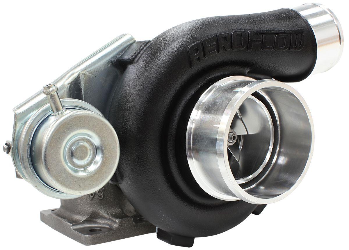 Aeroflow Performance Internal Wastegate, T25 / T28 Inlet Flange, 5-Bolt Exhaust Flange Aeroflow BOOSTED 5447 .64 Turbocharger 495HP, Hi Temp Black Finish AF8005-2005BLK SR