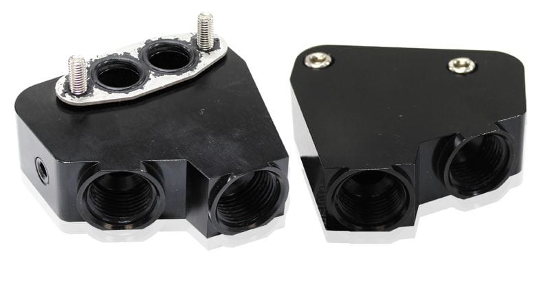 Aeroflow Performance LS Engine Parts AF64-2084BLK Billet Oil Cooler Adapter Suit Holden/Chevy LS engine -10 ORB ports AF64-2084BLK SR