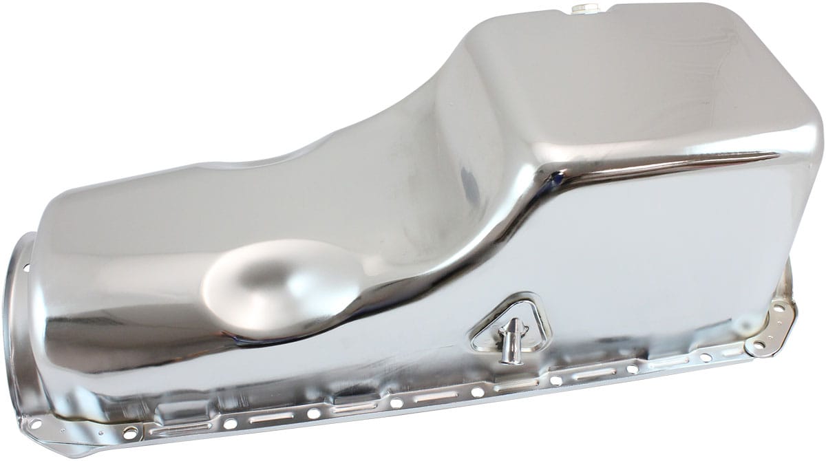 Aeroflow Performance Oil System Aeroflow Big Block Chevrolet Right Hand Dipstick Standard Replacement Oil Pan, Chrome Finish AF82-9294C SR