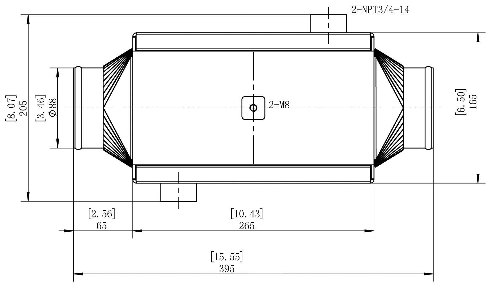 Aeroflow Performance Recommended for up to 1200 CFM / 1200 HP Aeroflow Water to Air Intercooler, 15" x 6.5" x 6" AF90-3001 SR